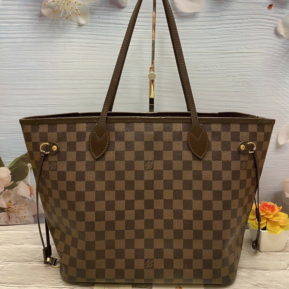 Louis Vuitton Neverfull MM Damier Ebene Cherry Red Tote Shoulder Bag(SP2068)